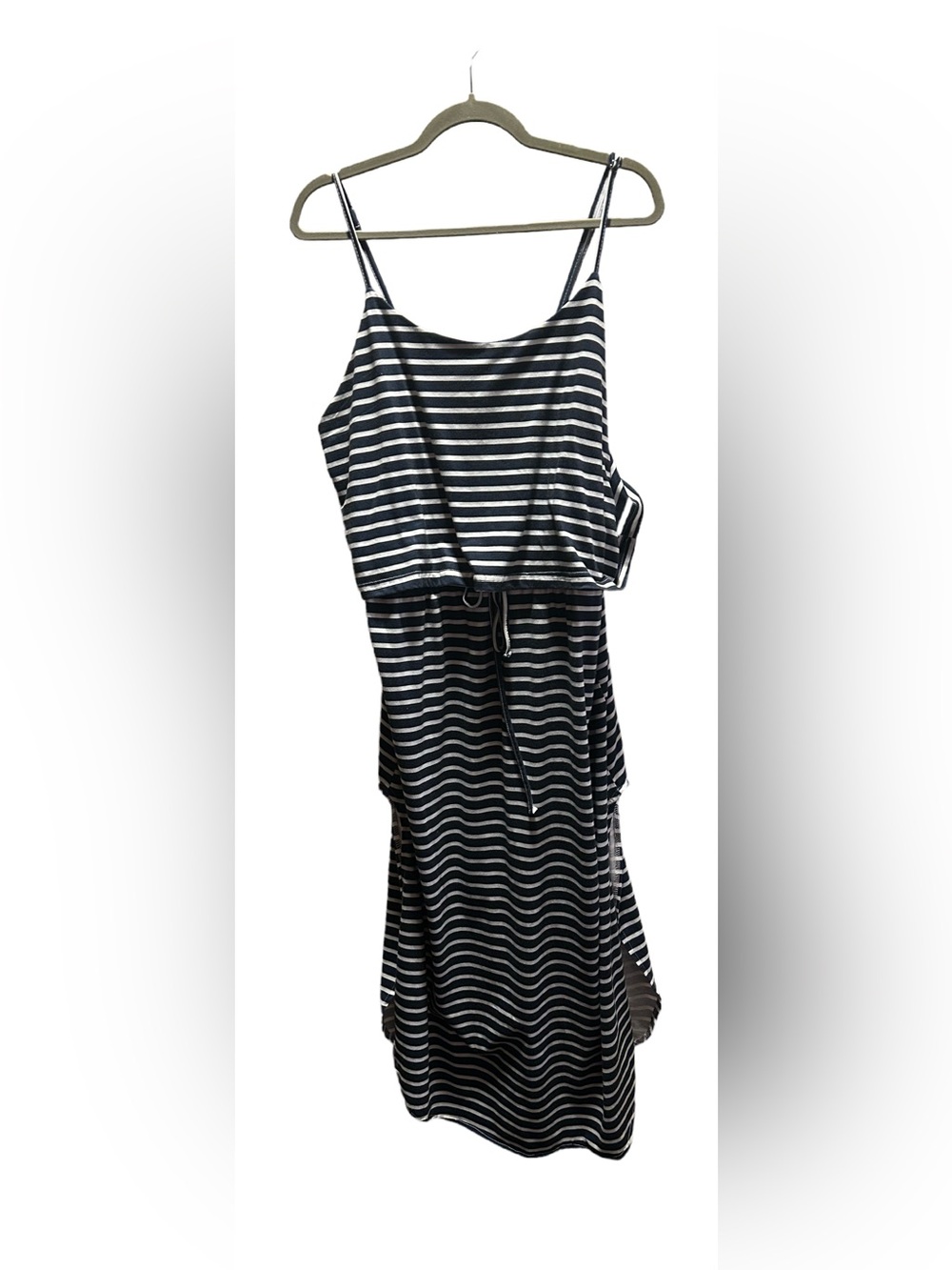 SHEIN Navy and White Striped Maxi Dress